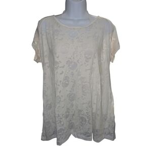 White Sheer Skull Print T